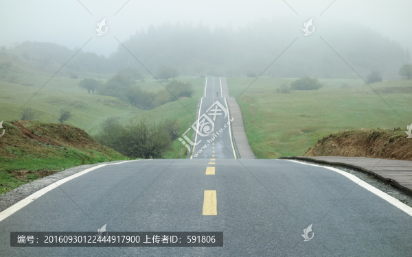 仙女山晨霧中的路