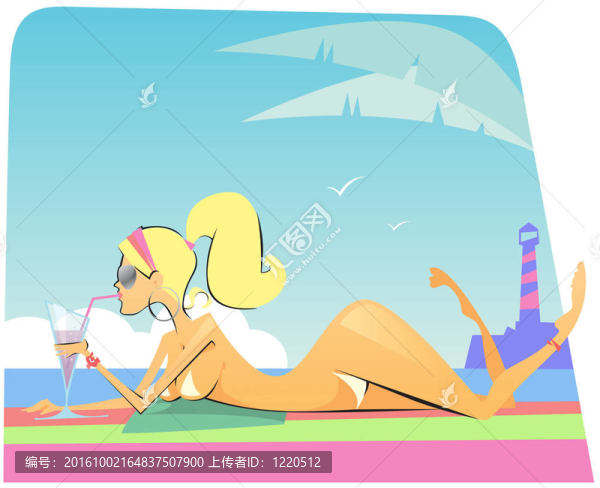 海灘上的性感金發(fā)女郎