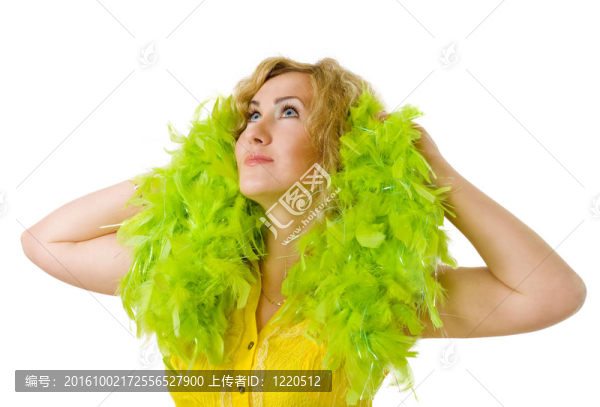 綠色圍巾的女人
