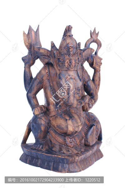 印度教Ganesh神的木制雕像