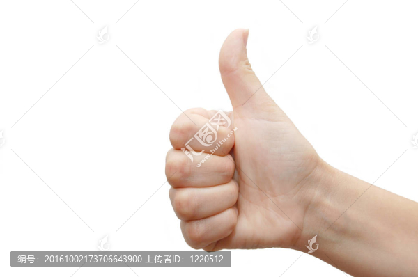 拇指向上成功手簽白色