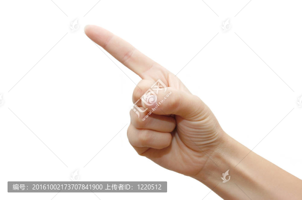 白色背景下的食指