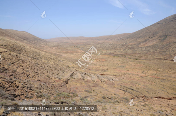 在加那利群島的富埃特文圖拉島島的火山景觀；西班牙