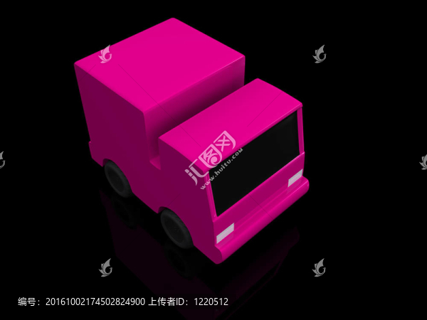 單粉紅車。3d
