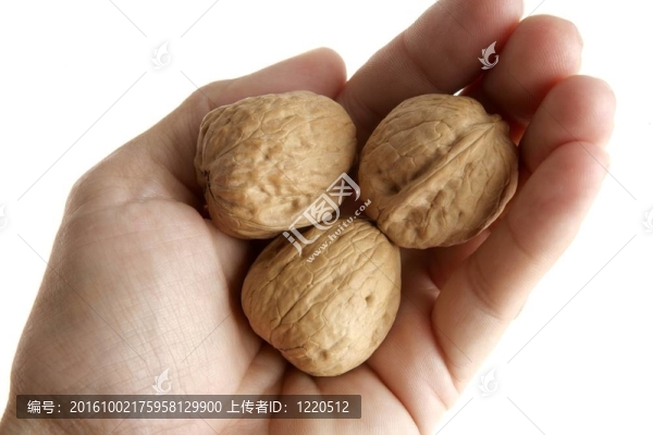 人手拿著三個核桃