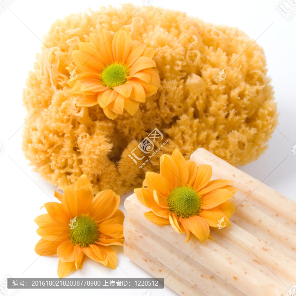 天然海綿；肥皂和花卉