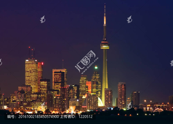 多倫多市中心的核心在夜間