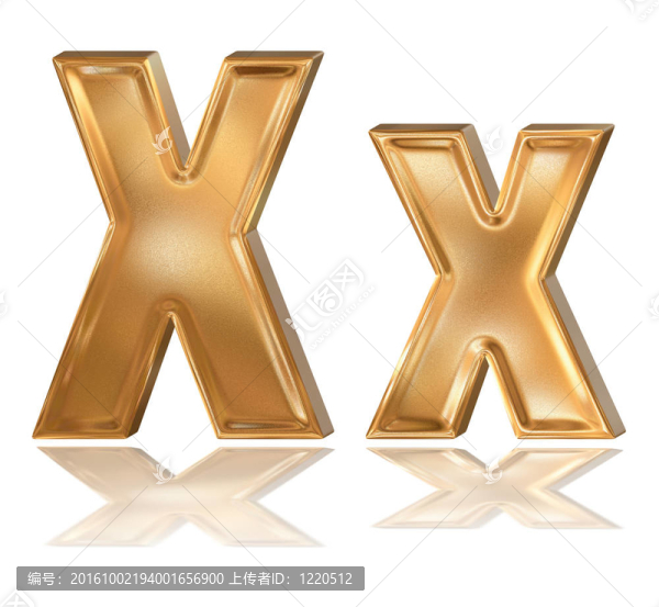 3D金色字體；字母X