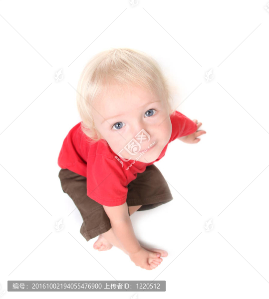 一個(gè)Toddler,Baby,Boy頂視魚眼鏡頭