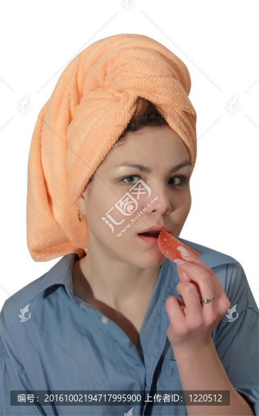 女孩吃果凍