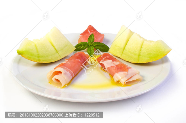 生火腿和黃色甜瓜