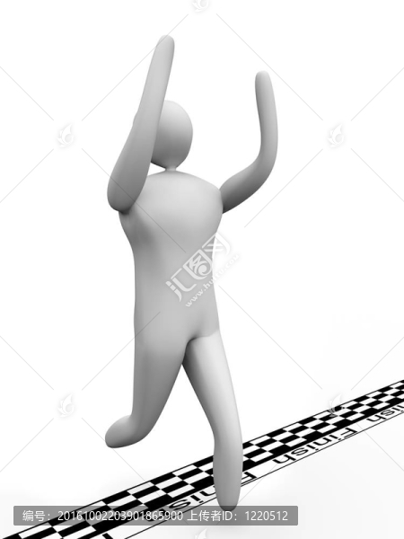 3D男人穿過終點(diǎn)線歡呼