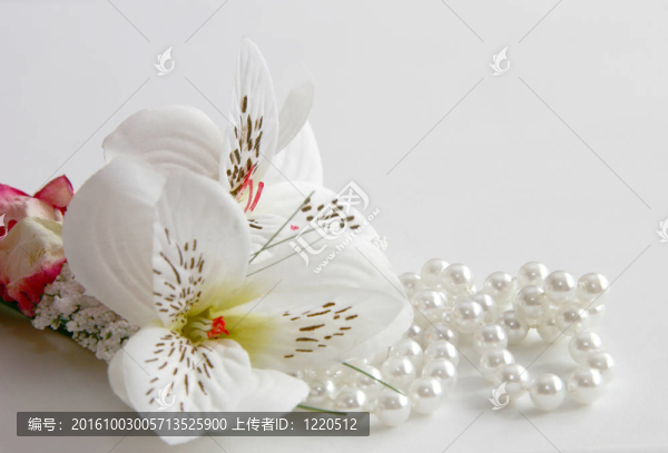 珍珠項(xiàng)鏈和真絲花