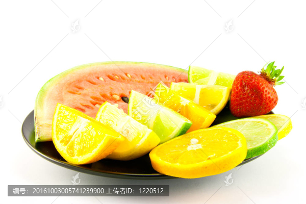 西瓜與柑橘楔形；切片和Strawberry