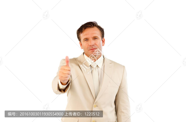 自信的業(yè)務經(jīng)理豎起大拇指