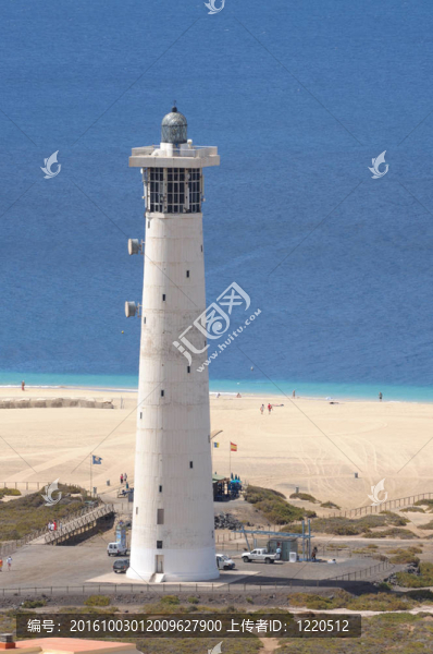 在加迪亞普拉亞加那利群島的富埃特文圖拉島島西班牙燈塔；