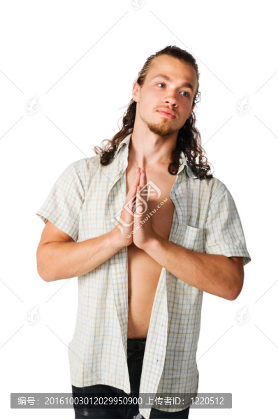 在白色背景的年輕人
