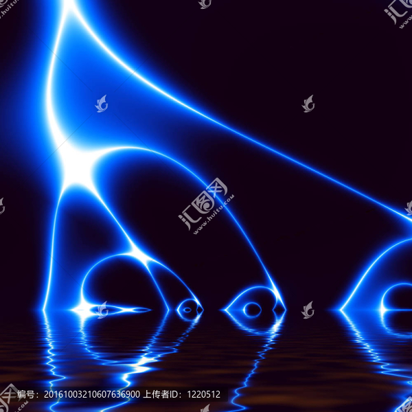 藍(lán)色的燈光在水fractal02z6舞蹈；