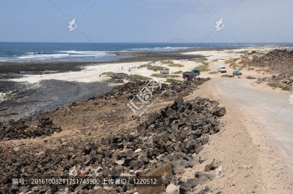 海岸附近的El,cotillo在加那利群島的富埃特文圖拉島島；西班牙
