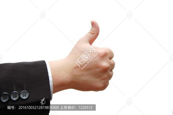 白色背景上的拇指手征