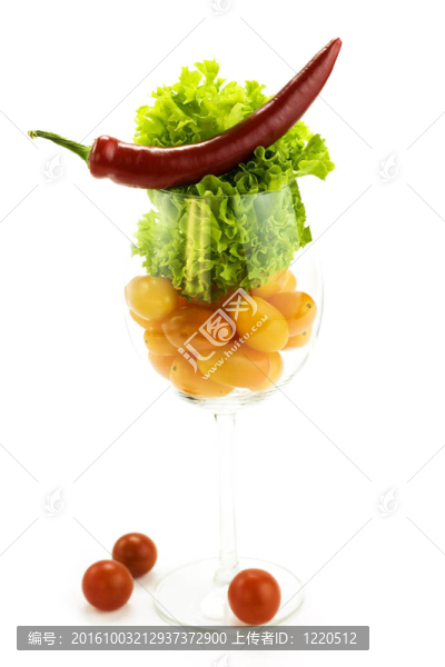 紅辣椒；萵苣和櫻桃番茄