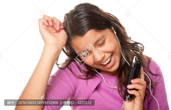 漂亮的西班牙女孩聽音樂跳舞
