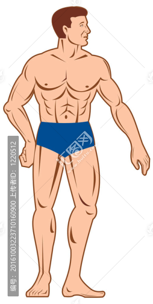 男子全身與頭轉(zhuǎn)向一邊
