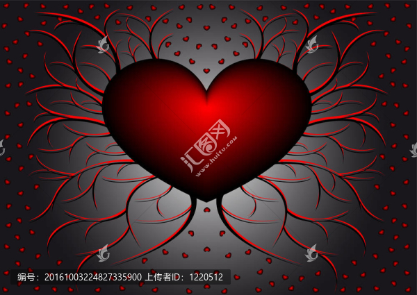 紅色圖案與心
