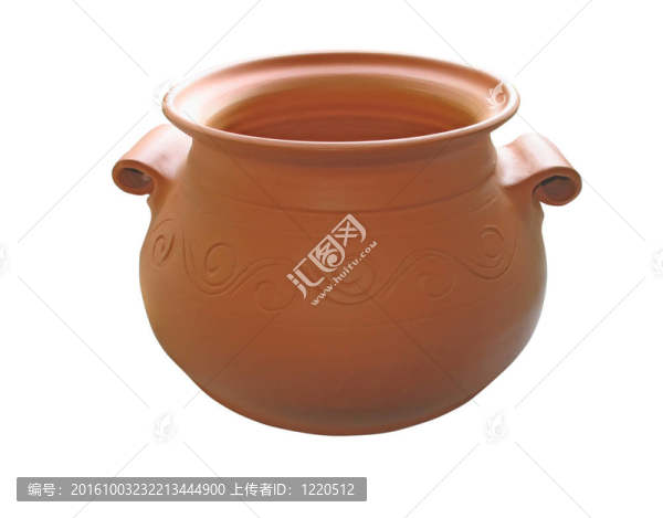 白色背景陶土罐