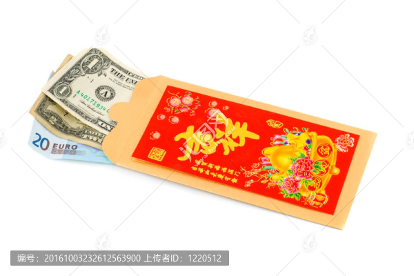 歐元和美元的信封