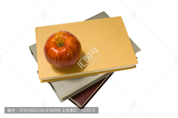 學(xué)校書籍和蘋果對白色