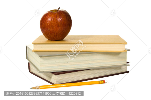 學(xué)校書籍和蘋果對(duì)白色