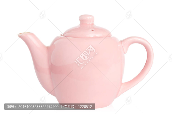 可愛的粉紅色茶壺隔離與白色的剪輯路徑