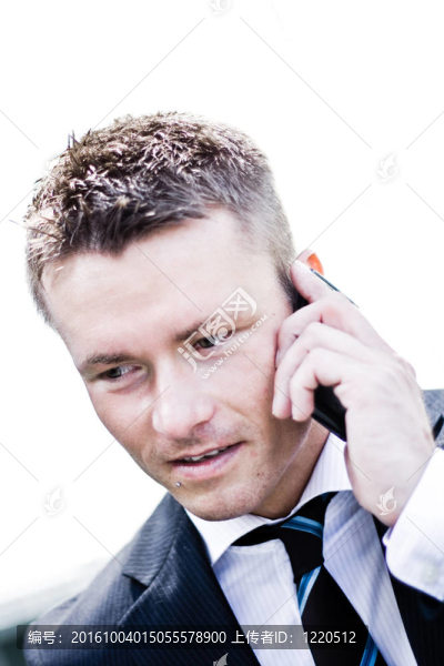 英俊的公司男子在電話上