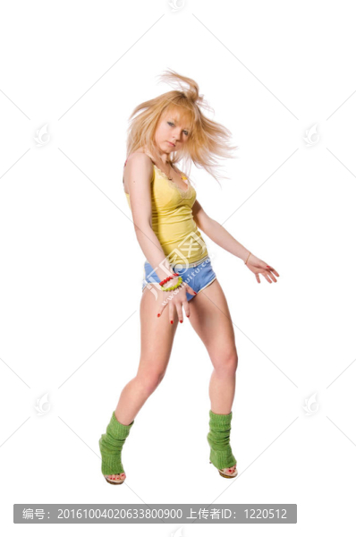 美麗的女孩在白色背景鍛煉