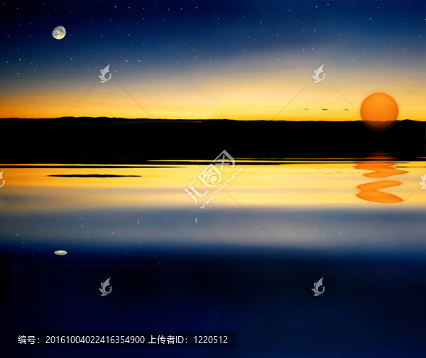 水面日落