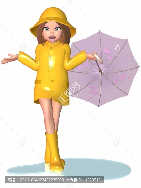 卡通女孩-雨天