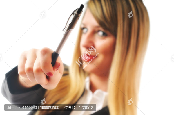 帶筆的年輕商務(wù)女人