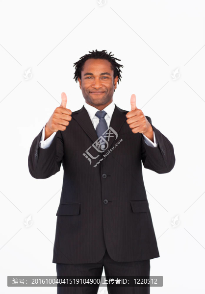 英俊的商人豎起大拇指