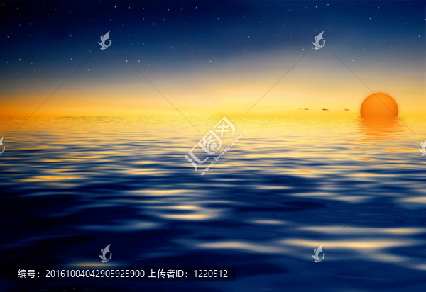 水面日落