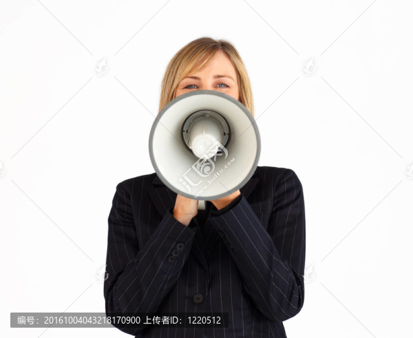 一個(gè)擴(kuò)音器經(jīng)理商人特寫
