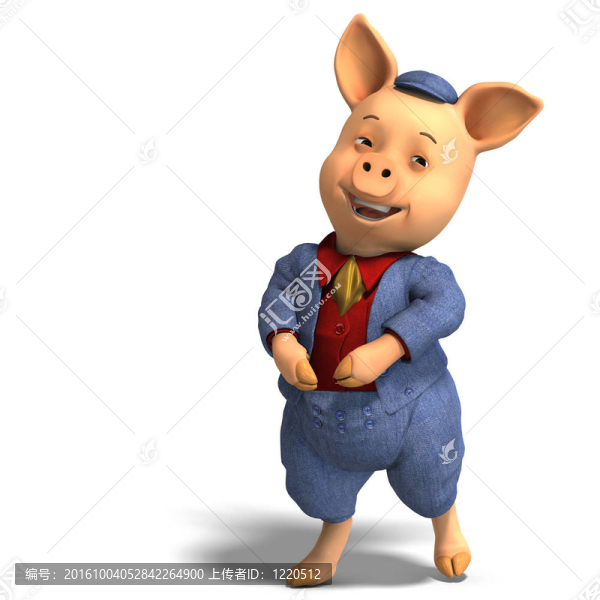 可愛卡通豬帶衣服