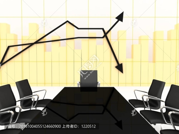 3D會(huì)議室背景與財(cái)務(wù)圖表
