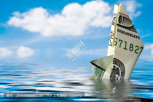 危機(jī)概念。水上貨幣船