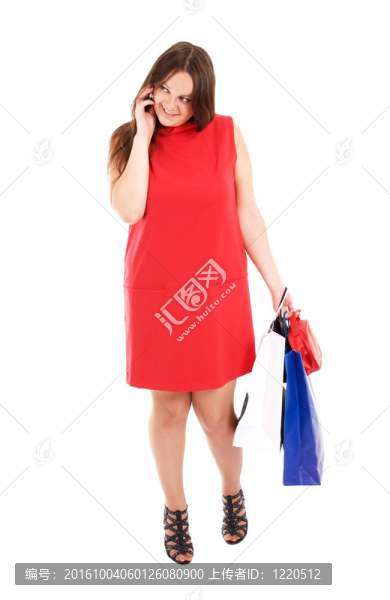 購(gòu)物女人在手機(jī)上聊天