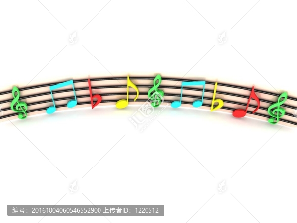 三維彩色音符前視圖