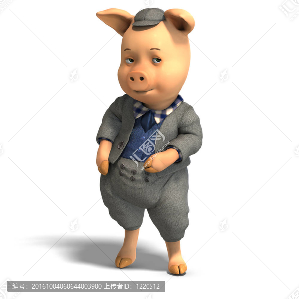 可愛卡通豬帶衣服