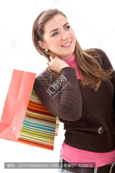 帶購物袋的休閑女人