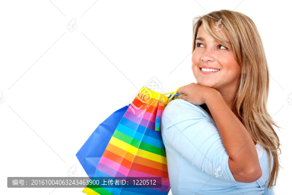 帶購(gòu)物袋的休閑女人
