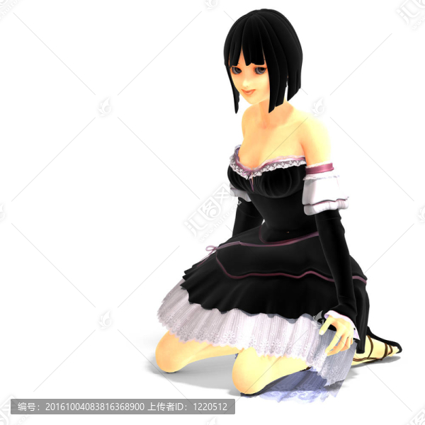 年輕性感的卡通女孩穿著哥特式的衣服